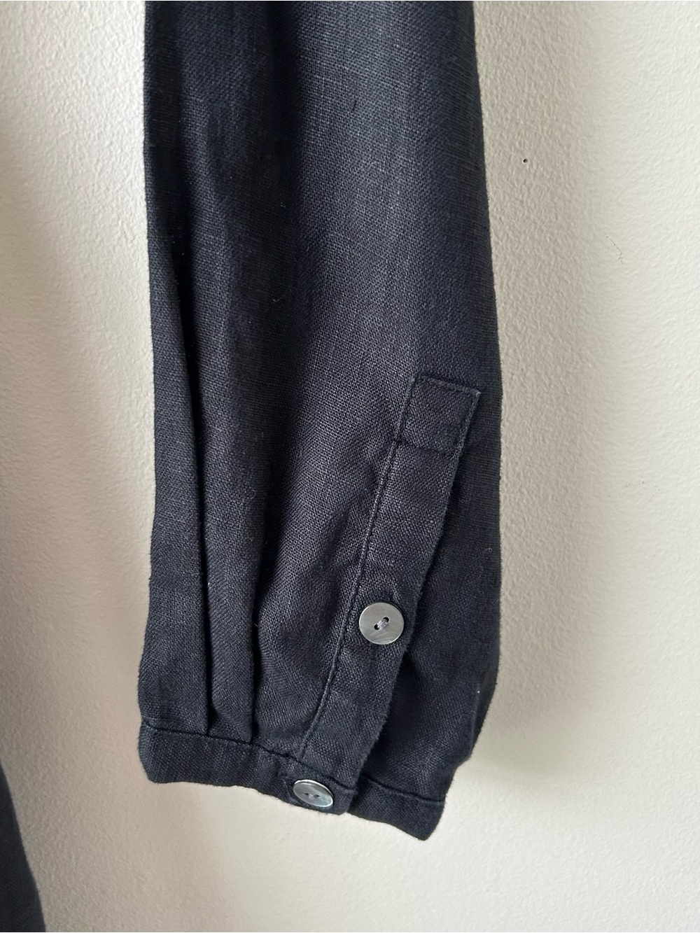 Garnet Hill 100% Linen Shirt Dress Midi Beaded Braided Belt Black Brown 8 - Picture 7 of 9